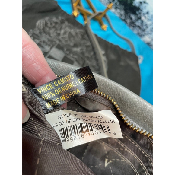 Vince Camuto New York Color Block Leather Crossbody Great Beige Green NWOT - Picture 5 of 15